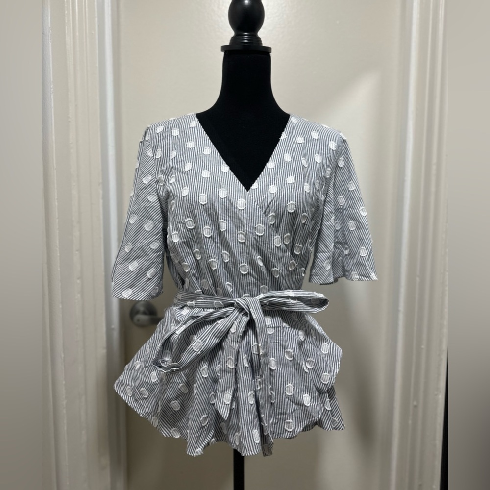 NWT Loft Polka Dot Tie Blouse